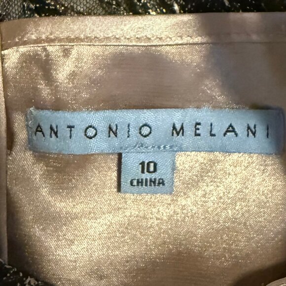 Antonio Melani Metallic Gold Floral Jacquard Dress | Size 10 - Picture 4 of 8